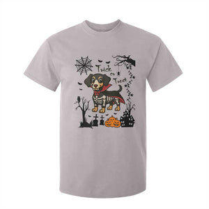 Funny Halloween Gift T Shirt For Kid Trick Or Treat With My Dachshund Dracula TS12 Ice Gray Print Your Wear