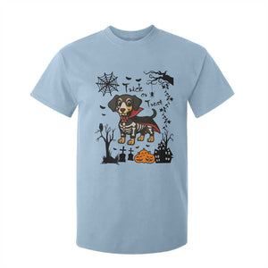 Funny Halloween Gift T Shirt For Kid Trick Or Treat With My Dachshund Dracula TS12 Light Blue Print Your Wear