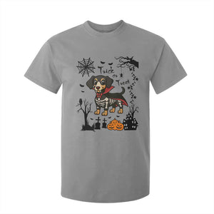 Funny Halloween Gift T Shirt For Kid Trick Or Treat With My Dachshund Dracula TS12 Sport Gray Print Your Wear