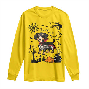 Funny Halloween Gift Long Sleeve Shirt Trick Or Treat With My Dachshund Dracula TS12 Daisy Print Your Wear