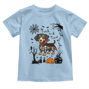 Funny Halloween Gift Toddler T Shirt Trick Or Treat With My Dachshund Dracula TS12 Light Blue Print Your Wear