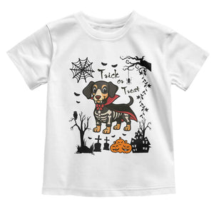 Funny Halloween Gift Toddler T Shirt Trick Or Treat With My Dachshund Dracula TS12 White Print Your Wear