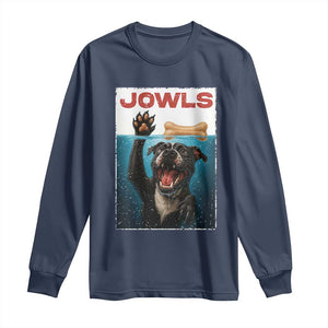 Pitbull Lover Long Sleeve Shirt Funny Jowls Horror Dog Poster TS12 Navy Print Your Wear