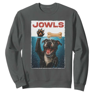 Pitbull Lover Sweatshirt Funny Jowls Horror Dog Poster TS12 Dark Heather Print Your Wear