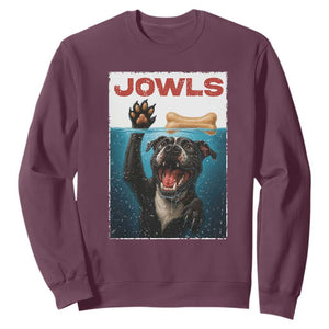 Pitbull Lover Sweatshirt Funny Jowls Horror Dog Poster TS12 Maroon Print Your Wear