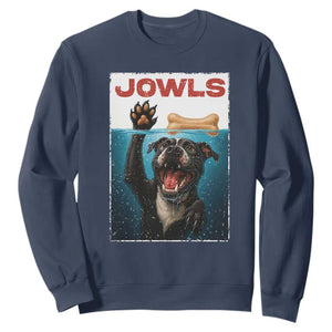 Pitbull Lover Sweatshirt Funny Jowls Horror Dog Poster TS12 Navy Print Your Wear