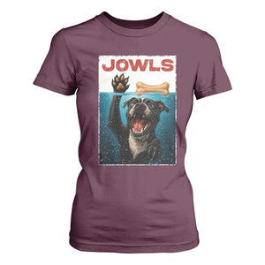 Pitbull Lover T Shirt For Women Funny Jowls Horror Dog Poster TS12 Maroon Print Your Wear