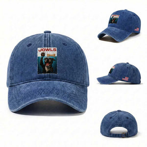 Pitbull Lover Washed Cotton Baseball Cap Funny Jowls Horror Dog Poster TS12 Washed Cap Universal Fit Royal Blue Print Your Wear