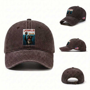 Pitbull Lover Washed Cotton Baseball Cap Funny Jowls Horror Dog Poster TS12 Washed Cap Universal Fit Dark Brown Print Your Wear