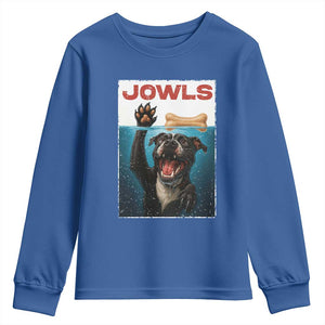Pitbull Lover Youth Sweatshirt Funny Jowls Horror Dog Poster TS12 Royal Blue Print Your Wear