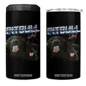 Pitbull Dad 4 in 1 Can Cooler Tumbler Funny Gift For Pitbull Lover TS12 One Size: 16 oz Black Print Your Wear