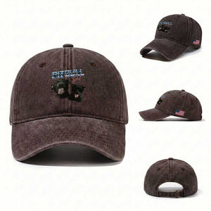 Pitbull Dad Washed Cotton Baseball Cap Funny Gift For Pitbull Lover TS12 Washed Cap Universal Fit Dark Brown Print Your Wear