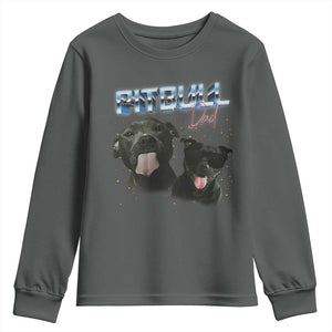 Pitbull Dad Youth Sweatshirt Funny Gift For Pitbull Lover TS12 Dark Heather Print Your Wear