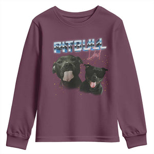 Pitbull Dad Youth Sweatshirt Funny Gift For Pitbull Lover TS12 Maroon Print Your Wear