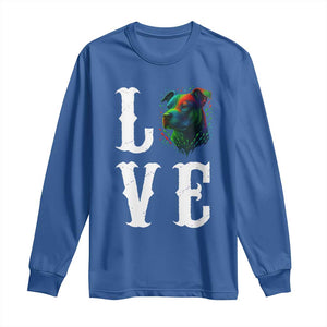 Colorful Pitbull Graphic Art For Dog Lover Long Sleeve Shirt TS12 Royal Blue Print Your Wear