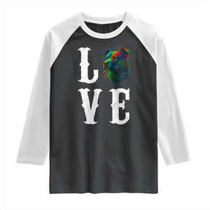 Colorful Pitbull Graphic Art For Dog Lover Raglan Shirt TS12 Black White Print Your Wear