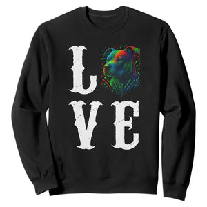 Colorful Pitbull Graphic Art For Dog Lover Sweatshirt TS12 Black Print Your Wear