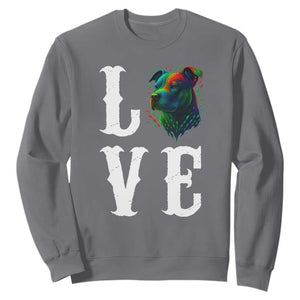 Colorful Pitbull Graphic Art For Dog Lover Sweatshirt TS12 Charcoal Print Your Wear