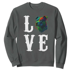 Colorful Pitbull Graphic Art For Dog Lover Sweatshirt TS12 Dark Heather Print Your Wear