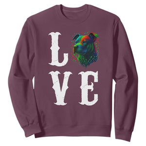 Colorful Pitbull Graphic Art For Dog Lover Sweatshirt TS12 Maroon Print Your Wear