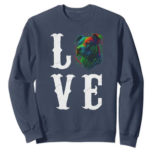 Colorful Pitbull Graphic Art For Dog Lover Sweatshirt TS12 Navy Print Your Wear