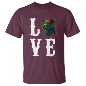 Colorful Pitbull Graphic Art For Dog Lover T Shirt TS12 Maroon Print Your Wear