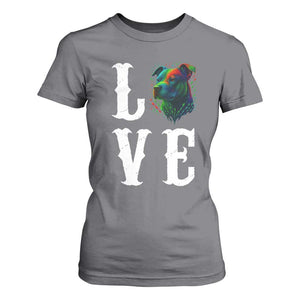 Colorful Pitbull Graphic Art For Dog Lover T Shirt For Women TS12 Charcoal Print Your Wear