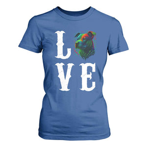 Colorful Pitbull Graphic Art For Dog Lover T Shirt For Women TS12 Royal Blue Print Your Wear