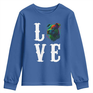 Colorful Pitbull Graphic Art For Dog Lover Youth Sweatshirt TS12 Royal Blue Print Your Wear