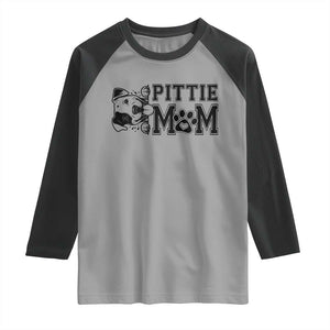 Pittie Mom Raglan Shirt Funny Gift For Pitbull Lover TS12 Sport Gray Black Print Your Wear