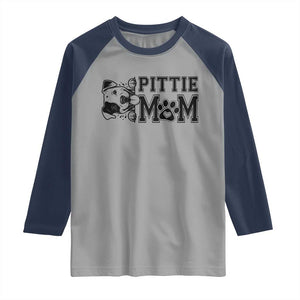 Pittie Mom Raglan Shirt Funny Gift For Pitbull Lover TS12 Sport Gray Navy Print Your Wear