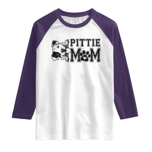 Pittie Mom Raglan Shirt Funny Gift For Pitbull Lover TS12 White Purple Print Your Wear