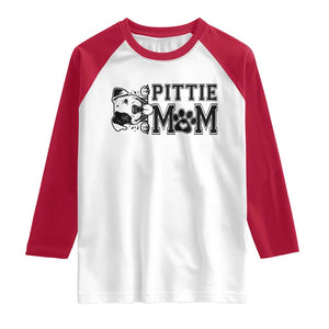 Pittie Mom Raglan Shirt Funny Gift For Pitbull Lover TS12 White Red Print Your Wear