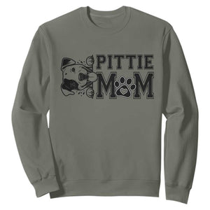 Pittie Mom Sweatshirt Funny Gift For Pitbull Lover TS12 Military Green Print Your Wear