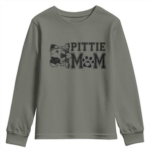 Pittie Mom Youth Sweatshirt Funny Gift For Pitbull Lover TS12 Military Green Print Your Wear