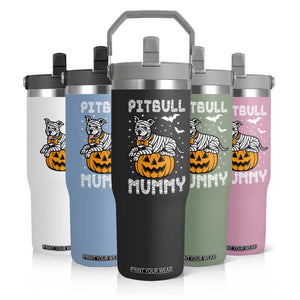 Halloween Dog Lover Flip Straw Tumbler Funny Pitbull Mummy TS12 Print Your Wear