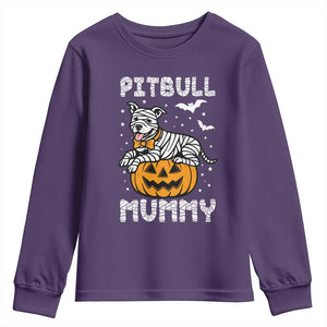 Halloween Dog Lover Youth Sweatshirt Funny Pitbull Mummy TS12 Purple Print Your Wear