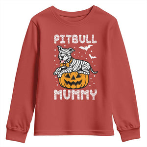 Halloween Dog Lover Youth Sweatshirt Funny Pitbull Mummy TS12 Red Print Your Wear