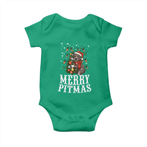 Christmas Pitbull Baby Onesie Funny Merry Pitmas Tree Hug TS12 Irish Green Print Your Wear