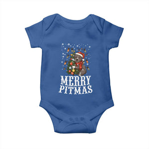 Christmas Pitbull Baby Onesie Funny Merry Pitmas Tree Hug TS12 Royal Blue Print Your Wear
