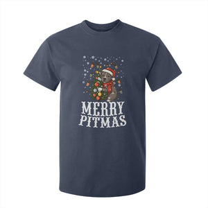 Christmas Pitbull T Shirt For Kid Funny Merry Pitmas Tree Hug TS12 Navy Print Your Wear
