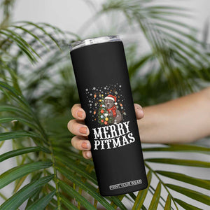 Christmas Pitbull Skinny Tumbler Funny Merry Pitmas Tree Hug TS12 Print Your Wear