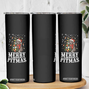 Christmas Pitbull Skinny Tumbler Funny Merry Pitmas Tree Hug TS12 Print Your Wear
