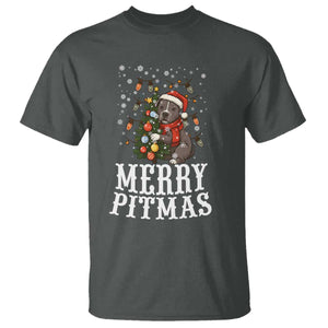 Christmas Pitbull T Shirt Funny Merry Pitmas Tree Hug TS12 Dark Heather Print Your Wear