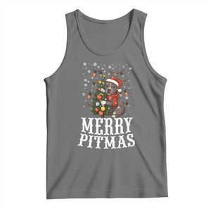 Christmas Pitbull Tank Top Funny Merry Pitmas Tree Hug TS12 Black Heather Print Your Wear