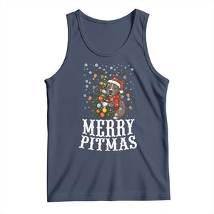 Christmas Pitbull Tank Top Funny Merry Pitmas Tree Hug TS12 Navy Print Your Wear