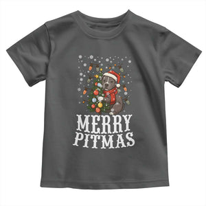 Christmas Pitbull Toddler T Shirt Funny Merry Pitmas Tree Hug TS12 Dark Heather Print Your Wear