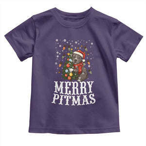 Christmas Pitbull Toddler T Shirt Funny Merry Pitmas Tree Hug TS12 Purple Print Your Wear