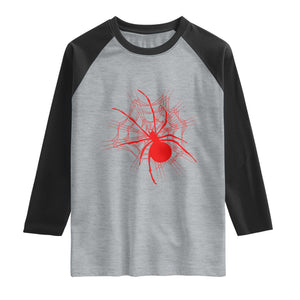 Red Black Widow Spider Raglan Shirt Gothic Spider Web Vintage Horror Gift