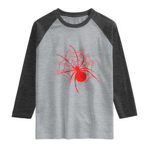 Red Black Widow Spider Raglan Shirt Gothic Spider Web Vintage Horror Gift